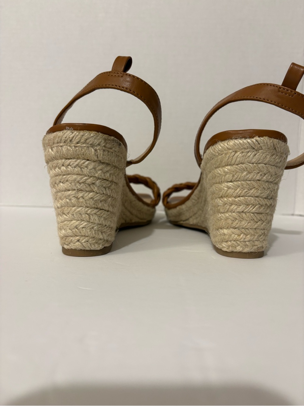 A New Day Women's Brown Braided Faux Leather Espadrille Wedge Sandals 9.5 - Picture 7 of 9